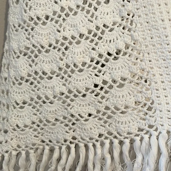 Chico's White Fringe Swim Coverup with Lace Pattern - Picture 2 of 10